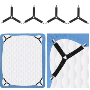 4-Pack Bed Sheet Holder Straps – Adjustable Fitted Sheet Clips & Corner Grippers